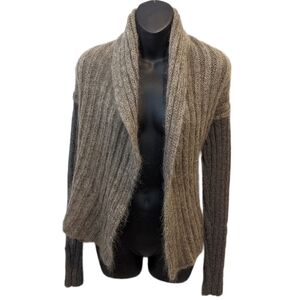 ISABEL Benenato brown wool open front cardigan sz 40